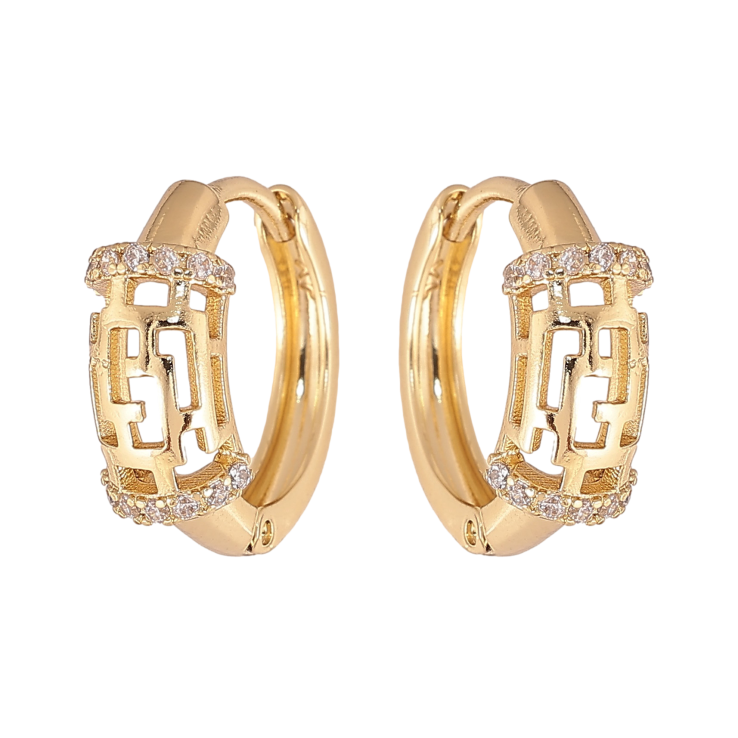 Серьги Xuping цвет Позолота 14K колечки "Узор с кристаллами" фото №22