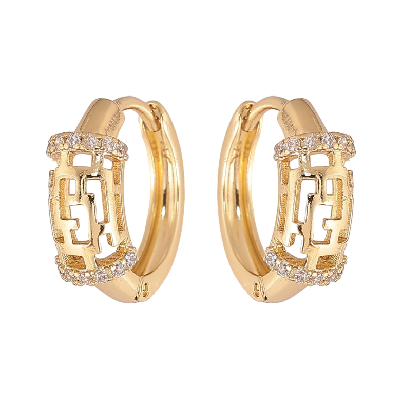 Серьги Xuping цвет Позолота 14K колечки "Узор с кристаллами" фото №3
