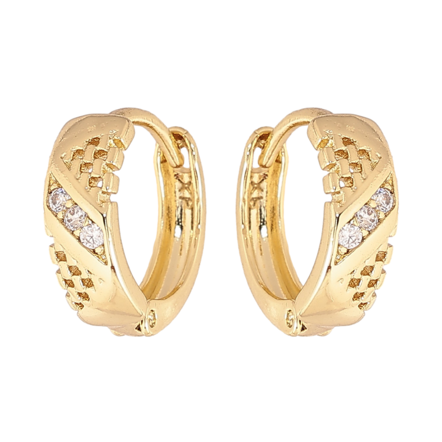 Сережки Xuping колір Позолота 14K колечка "Візерунок з кристалами" фото №1