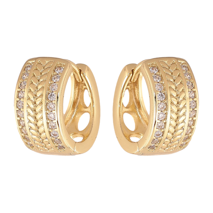 Серьги Xuping цвет Позолота 14K колечки "Узор с кристаллами" фото №18