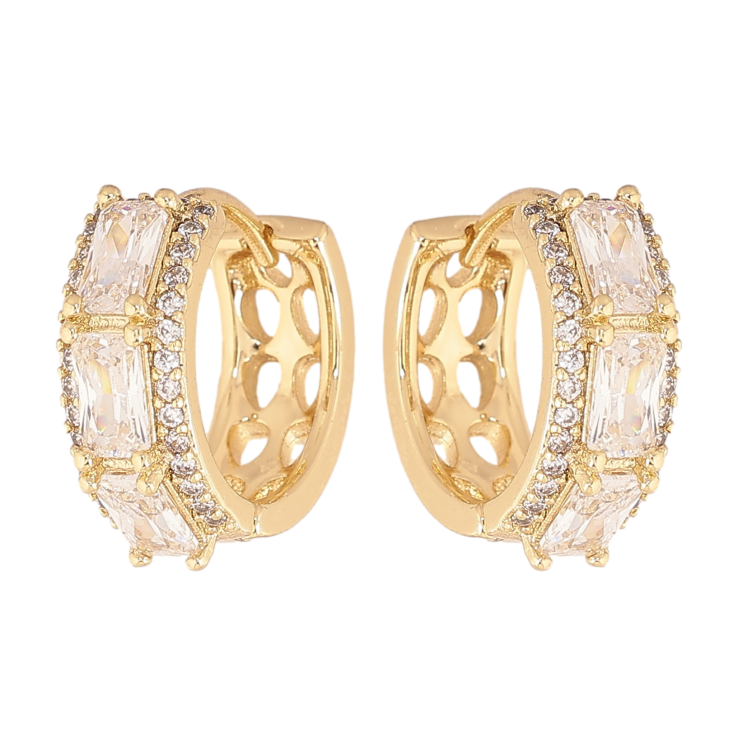 Серьги Xuping цвет Позолота 14K колечки "Узор с кристаллами" фото №16