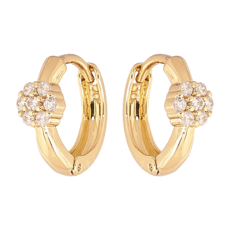 Серьги Xuping цвет Позолота 14K колечки "Узор с кристаллами" фото №14