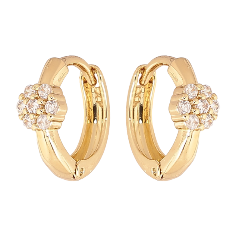 Серьги Xuping цвет Позолота 14K колечки "Узор с кристаллами" фото №1