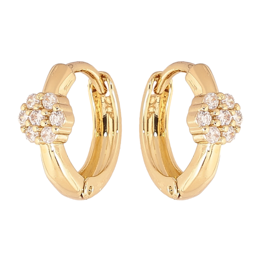 Серьги Xuping цвет Позолота 14K колечки "Узор с кристаллами" фото №1