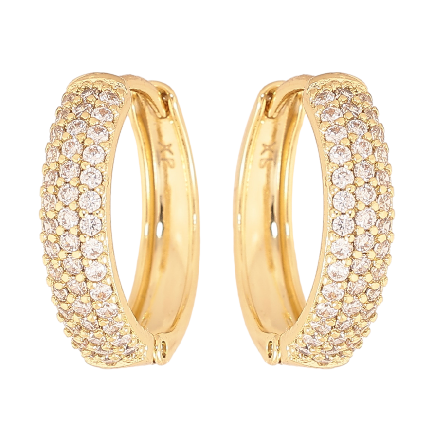 Сережки Xuping колір Позолота 14K колечка "Інкрустація кристалами" фото №1 Сережки Xuping колір Позолота 14K колечка "Інкрустація кристалами" фото №1
