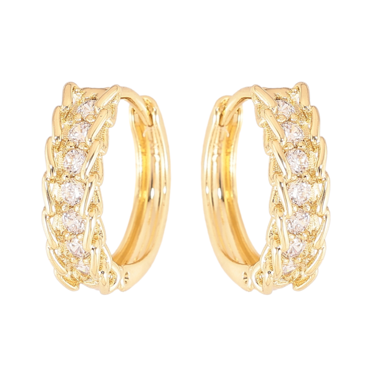 Серьги Xuping цвет Позолота 14K колечки "Узор с кристаллами" фото №18