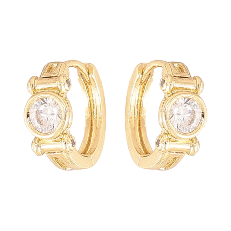 Серьги Xuping цвет Позолота 14K колечки "Узор с кристаллами" фото №6