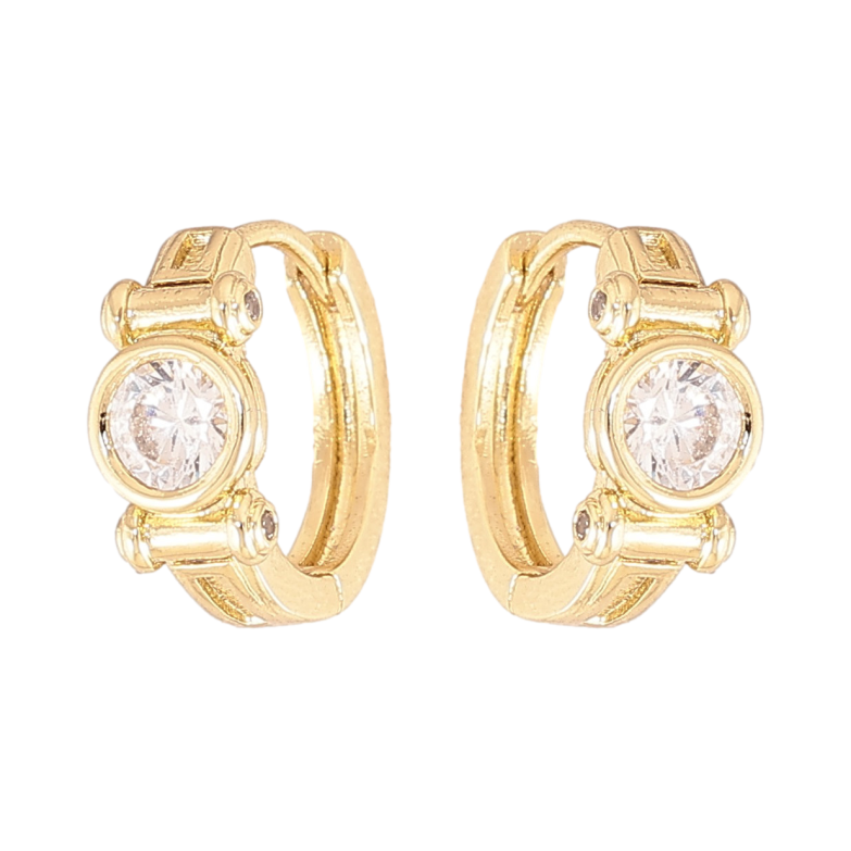 Серьги Xuping цвет Позолота 14K колечки "Узор с кристаллами" фото №4