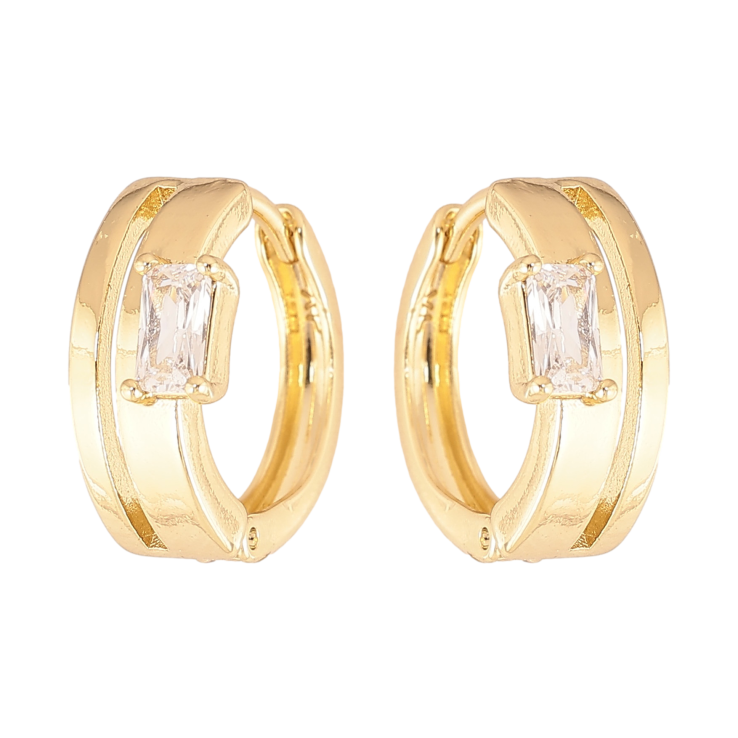 Серьги Xuping цвет Позолота 14K колечки "Узор с кристаллами" фото №2