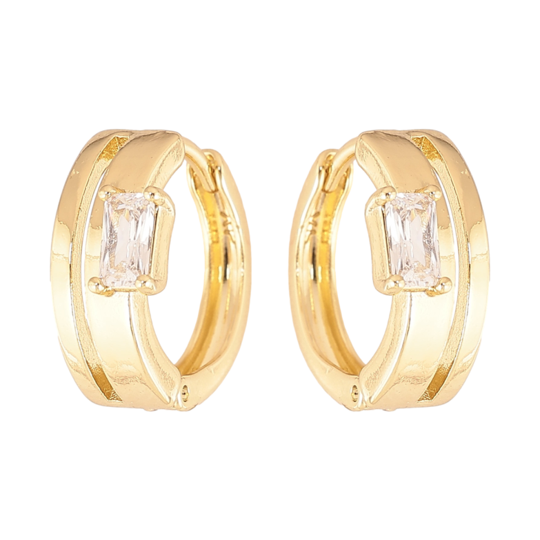Серьги Xuping цвет Позолота 14K колечки "Узор с кристаллами" фото №2