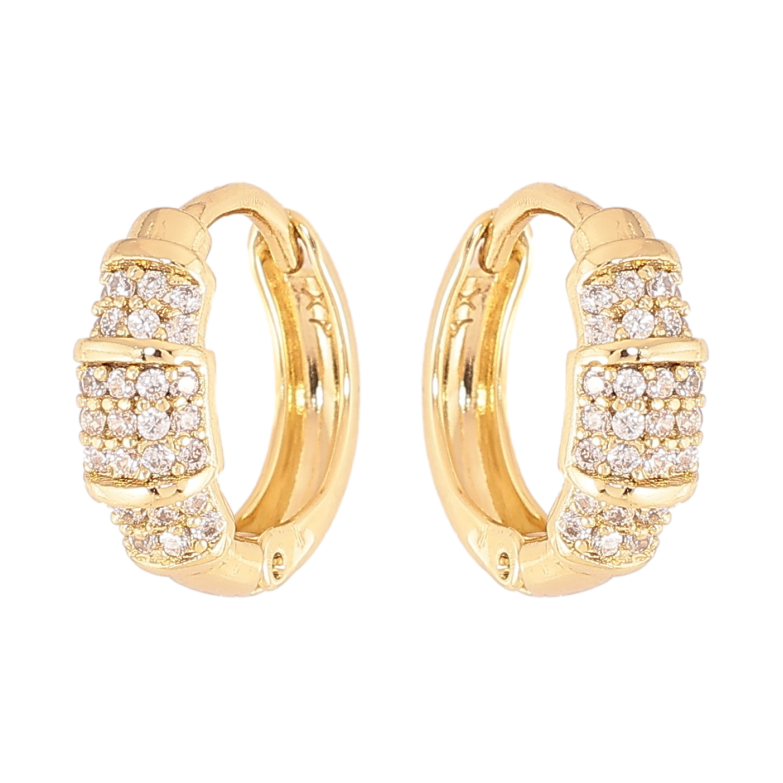 Сережки Xuping колір Позолота 14K колечка "Візерунок з кристалами" фото №1 Сережки Xuping колір Позолота 14K колечка "Візерунок з кристалами" фото №1