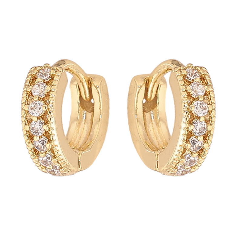 Серьги Xuping цвет Позолота 14K  колечки "Узор с кристаллами" фото №1