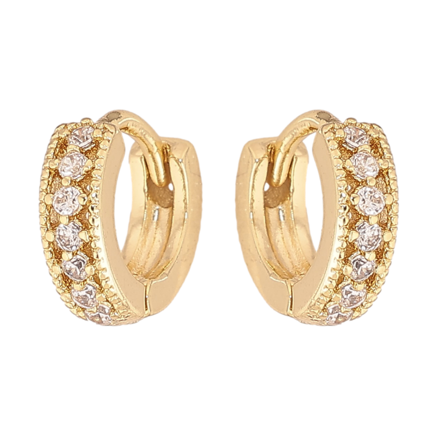 Серьги Xuping цвет Позолота 14K  колечки "Узор с кристаллами" фото №1