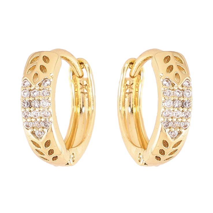 Сережки Xuping колір Позолота 14K колечка "Візерунок з кристалами" фото №19