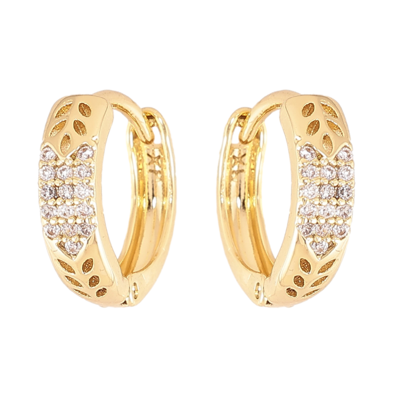 Сережки Xuping колір Позолота 14K колечка "Візерунок з кристалами" фото №1 Сережки Xuping колір Позолота 14K колечка "Візерунок з кристалами" фото №1