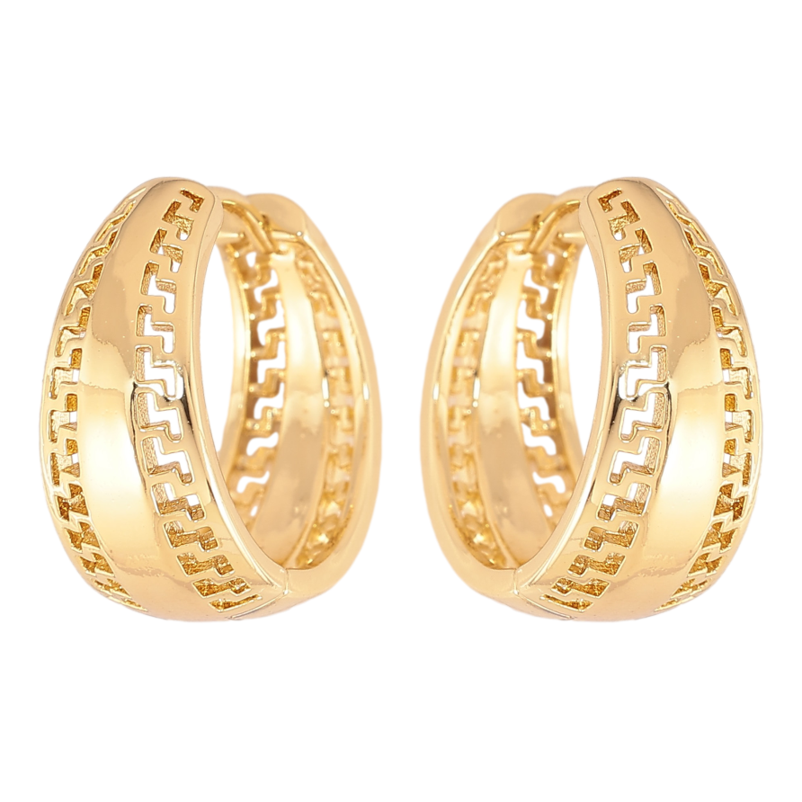 Сережки Xuping колір Позолота 14K колечка "Декоративний візерунок" фото №1 Сережки Xuping колір Позолота 14K колечка "Декоративний візерунок" фото №1