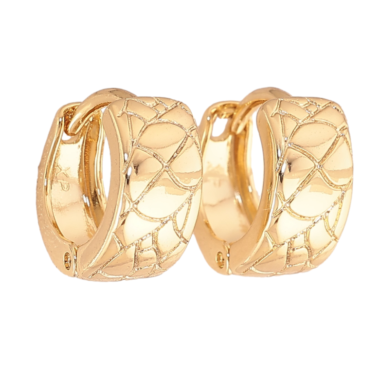 Сережки Xuping колір Позолота 14K колечка "Декоративний візерунок" фото №1 Сережки Xuping колір Позолота 14K колечка "Декоративний візерунок" фото №1