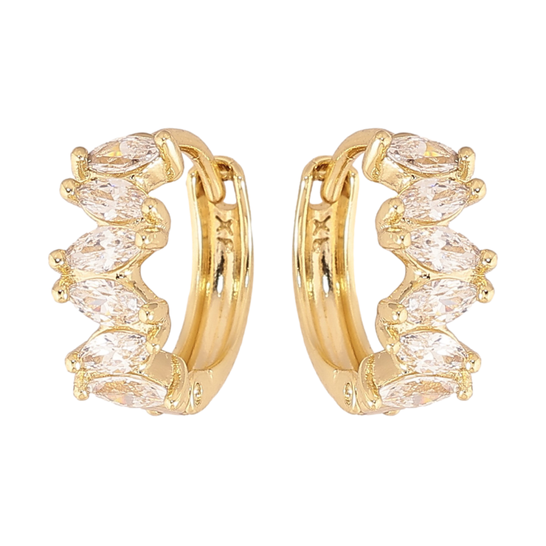 Серьги Xuping цвет Позолота 14K колечки "Узор с кристаллами" фото №1