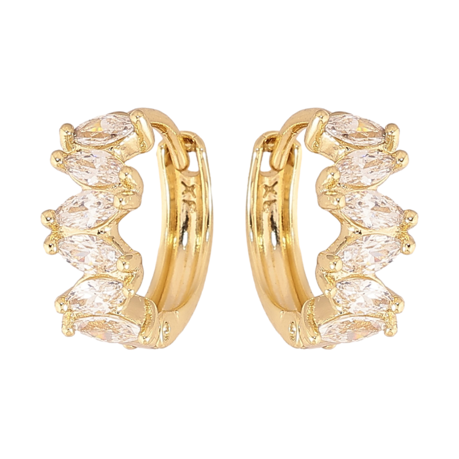 Сережки Xuping колір Позолота 14K колечка "Візерунок з кристалами" фото №1 Сережки Xuping колір Позолота 14K колечка "Візерунок з кристалами" фото №1