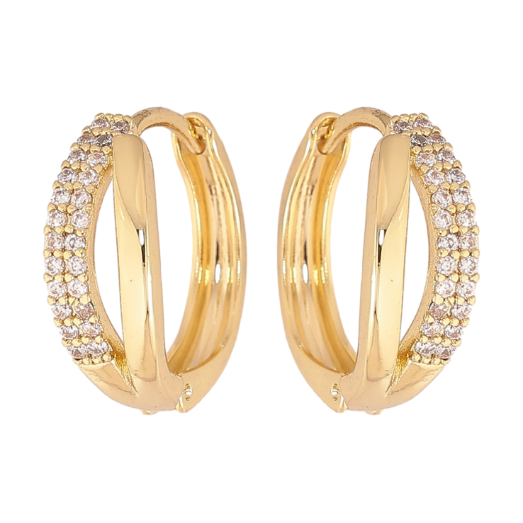 Сережки Xuping колір Позолота 14K колечка "Візерунок з кристалами" фото №7