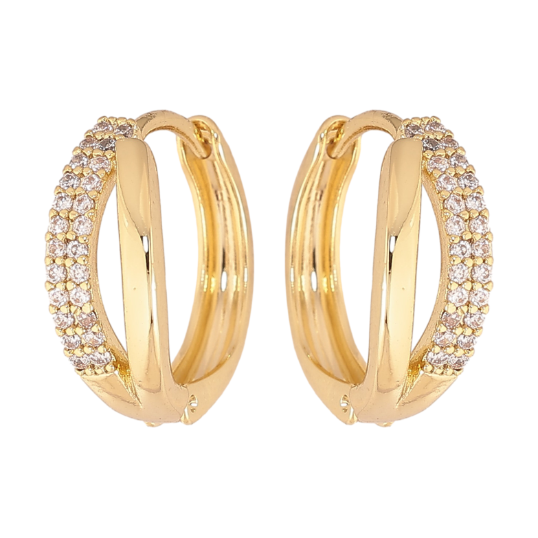 Серьги Xuping цвет Позолота 14K колечки "Узор с кристаллами" фото №1