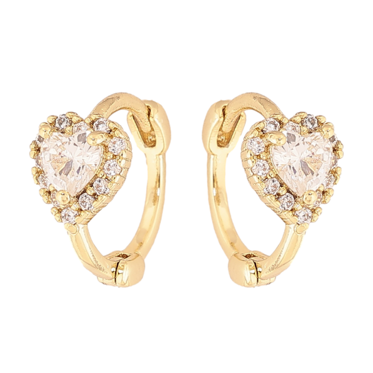 Серьги Xuping цвет Позолота 14K колечки "Кристальные сердечки" фото №23