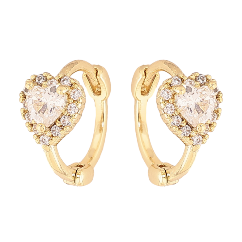 Серьги Xuping цвет Позолота 14K колечки "Кристальные сердечки" фото №1
