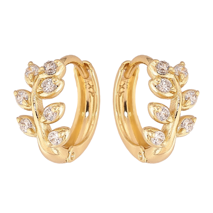 Серьги Xuping цвет Позолота 14K колечки "Веточки с кристаллами" фото №21