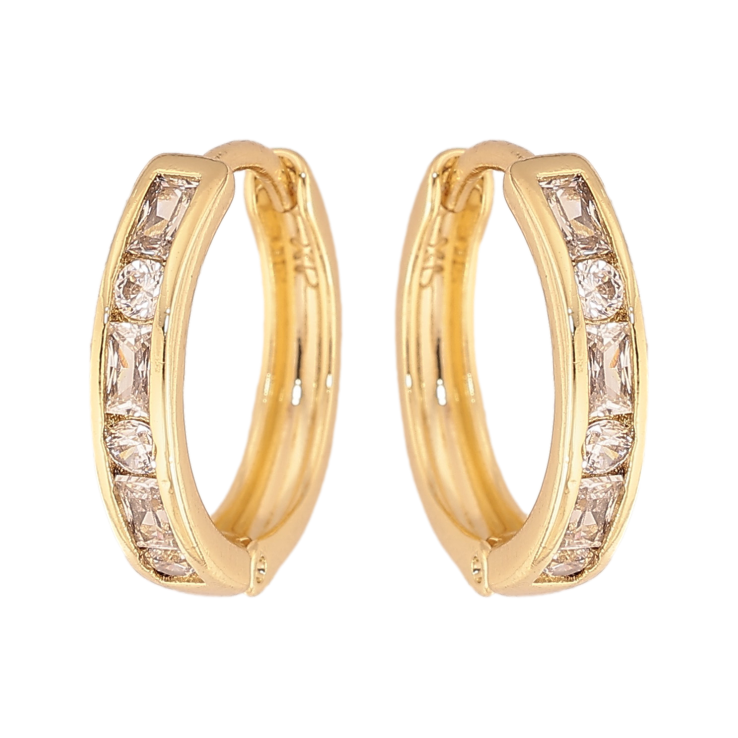 Серьги Xuping цвет Позолота 14K колечки "Дорожки кристаллов" фото №19