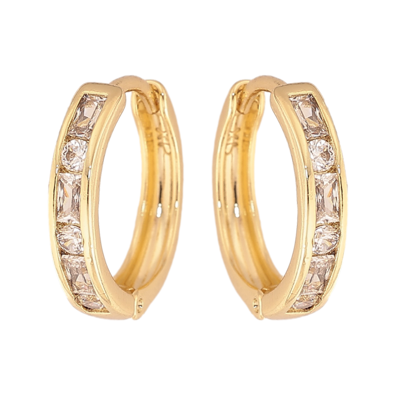 Серьги Xuping цвет Позолота 14K колечки "Дорожки кристаллов" фото №2 Серьги Xuping цвет Позолота 14K колечки "Дорожки кристаллов" фото №2