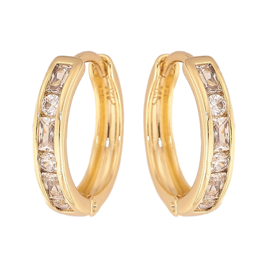 Серьги Xuping цвет Позолота 14K колечки "Дорожки кристаллов" фото №1 Серьги Xuping цвет Позолота 14K колечки "Дорожки кристаллов" фото №1