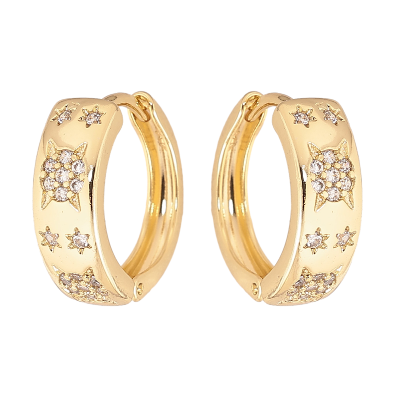 Серьги Xuping цвет Позолота 14K колечки "Узор с кристаллами" фото №2
