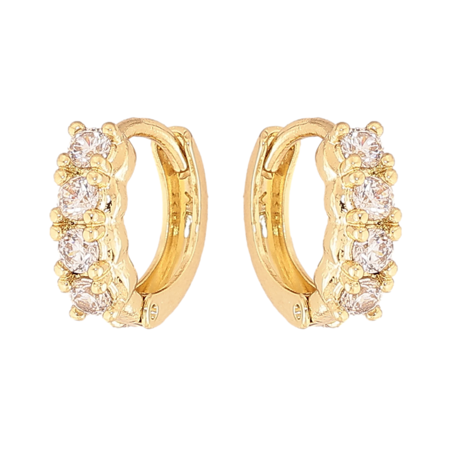 Сережки Xuping колір Позолота 14K колечка "Доріжки кристалів" фото №1 Сережки Xuping колір Позолота 14K колечка "Доріжки кристалів" фото №1