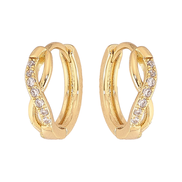 Сережки Xuping колір Позолота 14K колечка "Візерунок з кристалами" фото №16