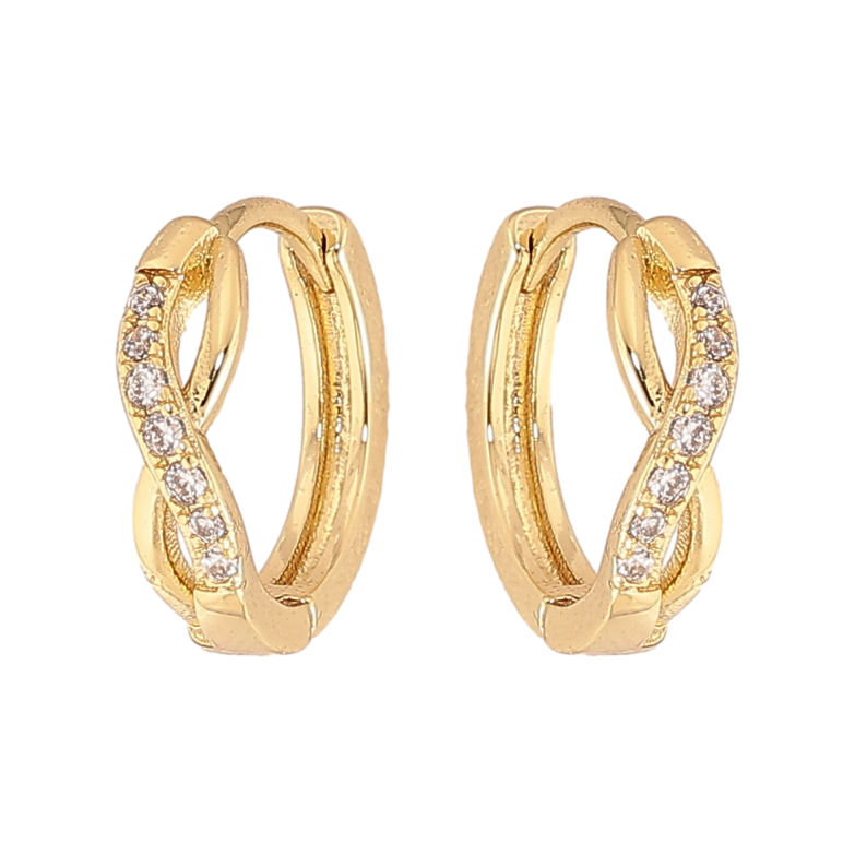 Сережки Xuping колір Позолота 14K колечка "Візерунок з кристалами" фото №1