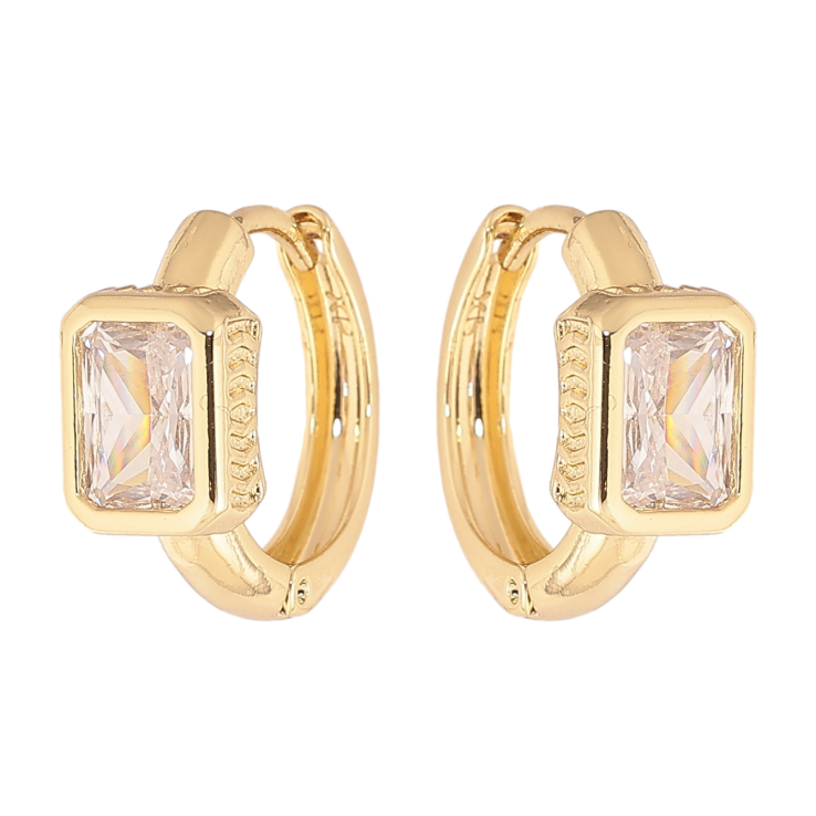 Серьги Xuping цвет Позолота 14K колечки "Узор с кристаллом" фото №7