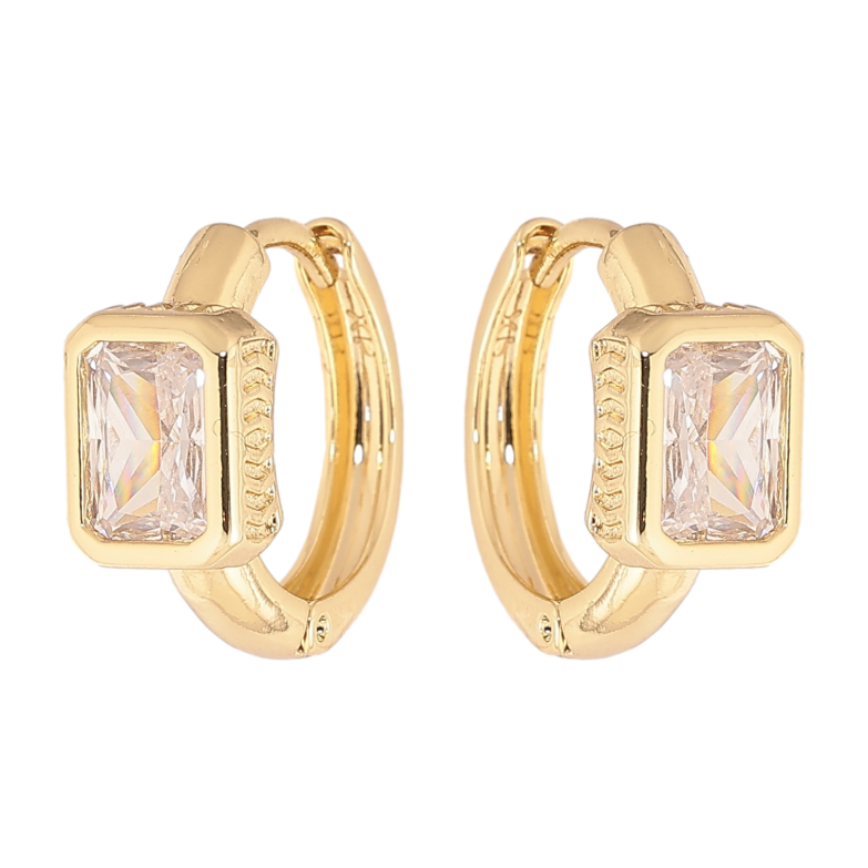 Серьги Xuping цвет Позолота 14K колечки "Узор с кристаллом" фото №1