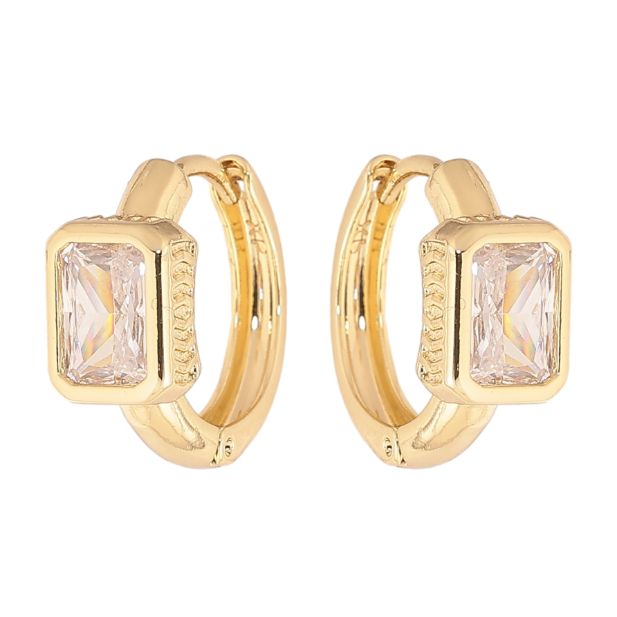 Серьги Xuping цвет Позолота 14K колечки "Узор с кристаллом" фото №1