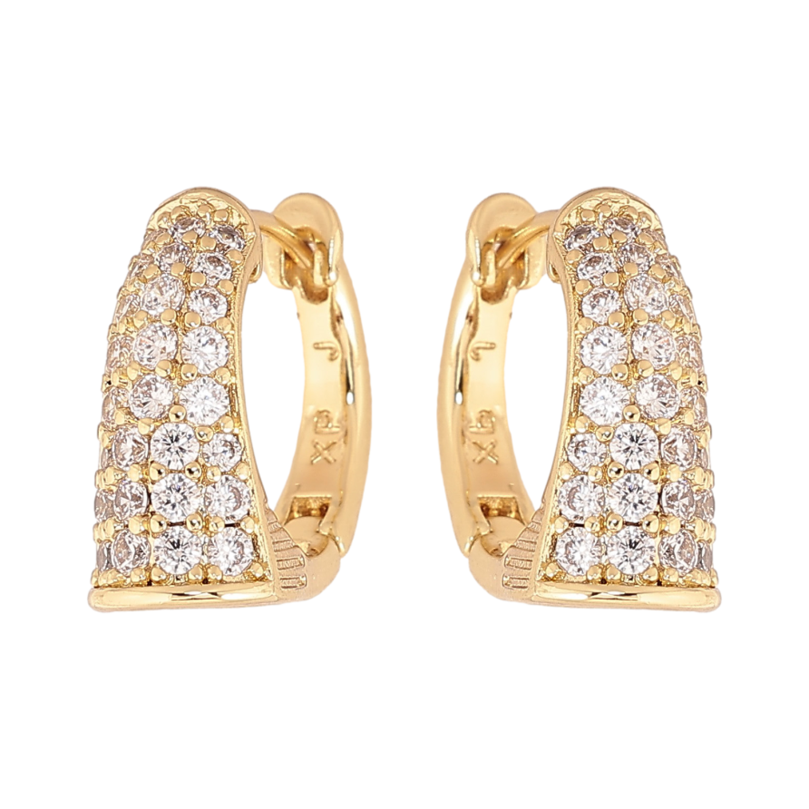 Сережки Xuping колір Позолота 14K колечка "Інкрустація кристалами" фото №1