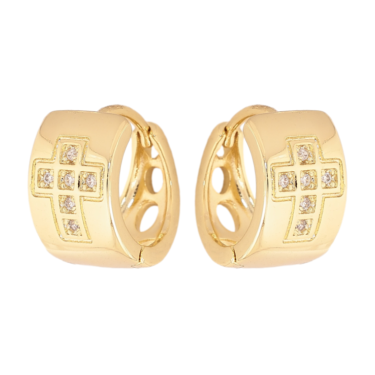Сережки Xuping колір Позолота 14K колечка "Хрестики з кристалами" фото №19 Сережки Xuping колір Позолота 14K колечка "Хрестики з кристалами" фото №19