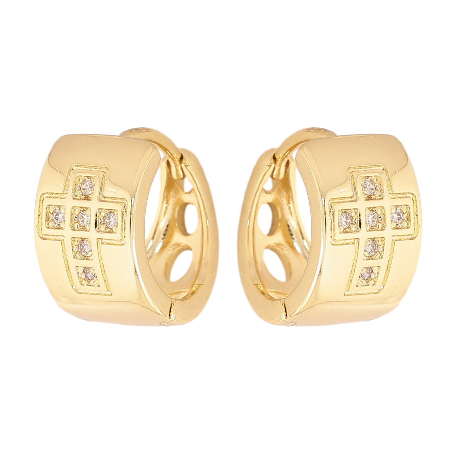 Сережки Xuping колір Позолота 14K колечка "Хрестики з кристалами" фото №1 Сережки Xuping колір Позолота 14K колечка "Хрестики з кристалами" фото №1