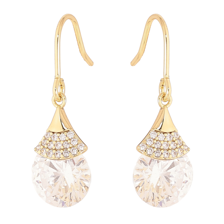 Серьги Xuping цвет Позолота 14K французский замок "Кристальные подвески" фото №1