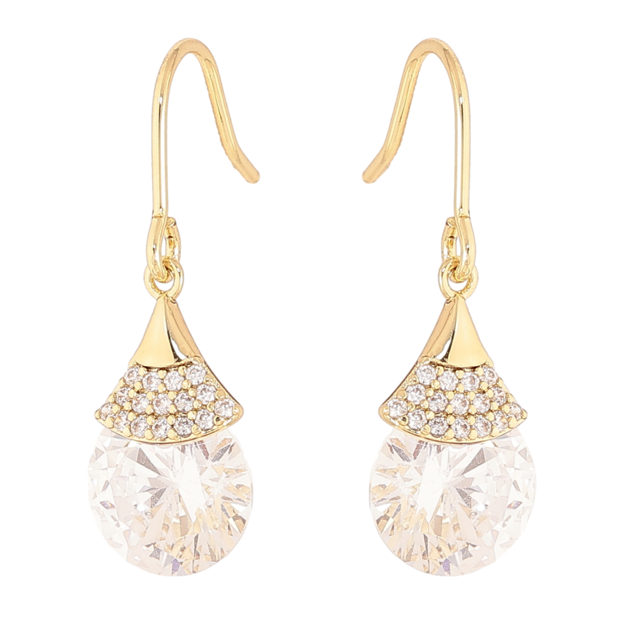 Серьги Xuping цвет Позолота 14K французский замок "Кристальные подвески" фото №1