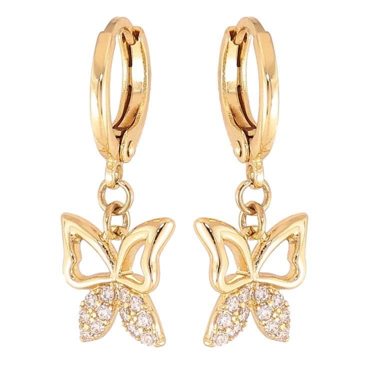 Сережки Xuping колір Позолота 14K підвіски на колечках "Метелики" фото №12