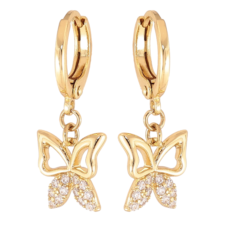Серьги Xuping цвет Позолота 14K подвески на колечках "Бабочки" фото №1 Серьги Xuping цвет Позолота 14K подвески на колечках "Бабочки" фото №1