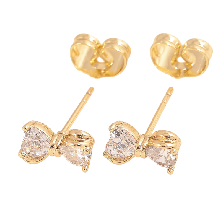 Сережки Xuping колір Позолота 14K пусети "Кристальні банти" фото №8