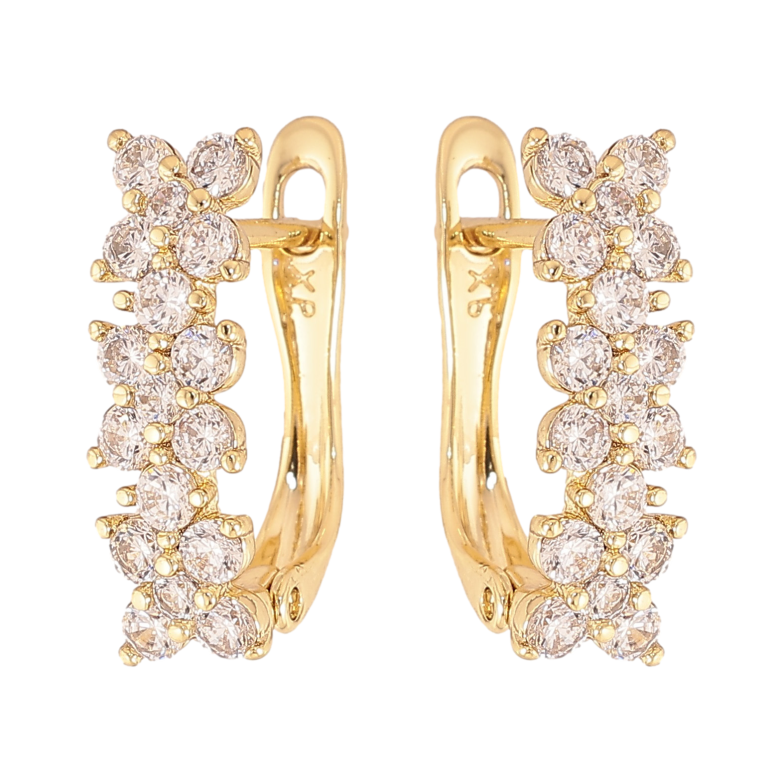 Серьги Xuping цвет Позолота 14K английский замок "Цветочный узор с кристаллами" фото №1
