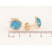 Серьги Xuping цвет Позолота 14K пусеты "Голубые кристаллы в обрамлении" фото №2