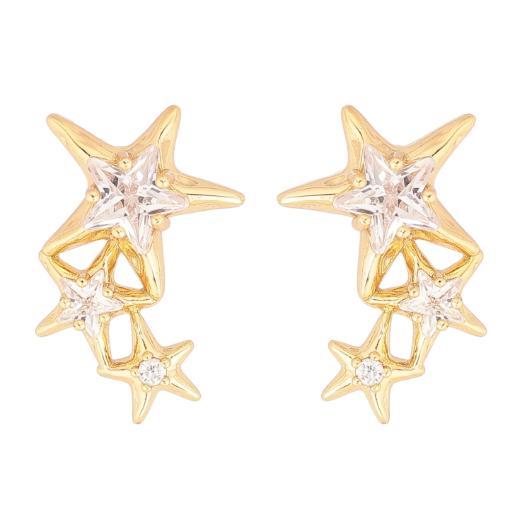 Сережки Xuping колір Позолота 14K пусети "Зірки з кристалами" фото №21