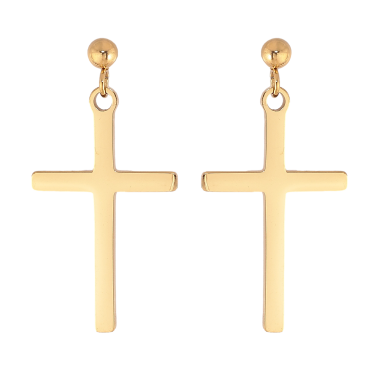 Сережки Xuping TTM Stainless Steel колір 14K пусети "Хрестики" фото №3 Сережки Xuping TTM Stainless Steel колір 14K пусети "Хрестики" фото №3